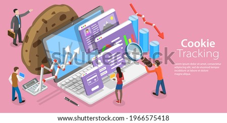 3D Isometric Flat Vector Conceptual Illustration of Website Cookie Tracking