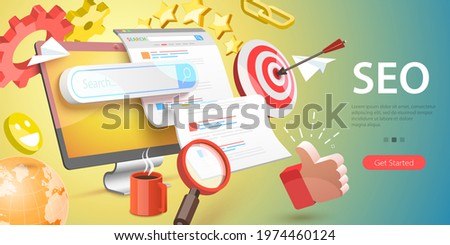 3D Vector Conceptual Illustration of SEO - Search Engine Optimization, Website Ranking, Keyword Research Stock foto © 