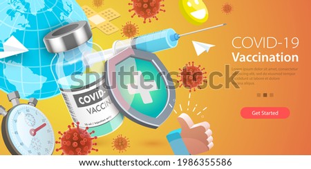 3D Isometric Flat Vector Conceptual Illustration of COVID-19 Coronavirus Vaccination, Covid 19 Prevention and Global Immunization