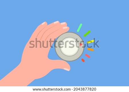 Flat Vector Conceptual Illustration of Turning Knob, Volume Control Button