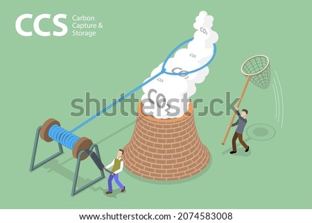 3D Isometric Flat Vector Conceptual Illustration of CCS - Carbon Capture And Storage, Reducing CO2 Level Foto d'archivio © 