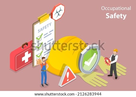 3D Isometric Flat Vector Conceptual Illustration of Occupational Safety, HSE - Health Safety Environment Foto d'archivio © 