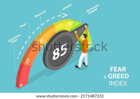 3D Isometric Flat Vector Conceptual Illustration of Fear And Greed Index, Risk Management