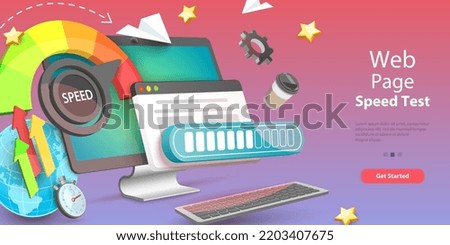 3D Vector Conceptual Illustration of Web Page Speed Test, Loading Time Analysis