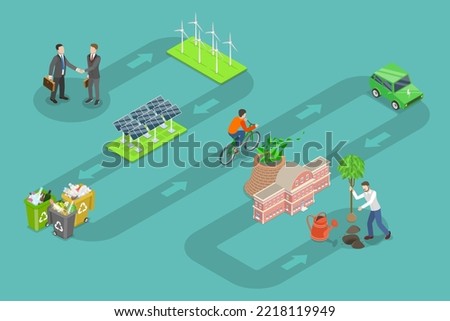3D Isometric Flat Vector Conceptual Illustration of Green Deal, Agreement to Protect Planet Ecosystem