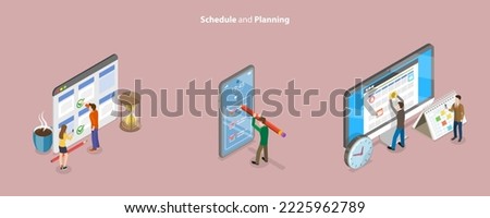 3D Isometric Flat Vector Conceptual Illustration of Schedule Planning, Appointments and Events