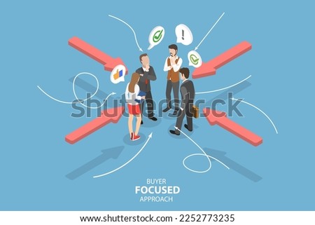 3D Isometric Flat Vector Conceptual Illustration of Customer Focused Approach, Target Audience Segmentation