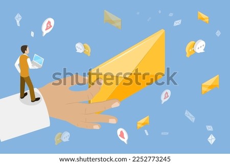 3D Isometric Flat Vector Conceptual Illustration of Sending a Message, Envelope with Outcoming E-mail