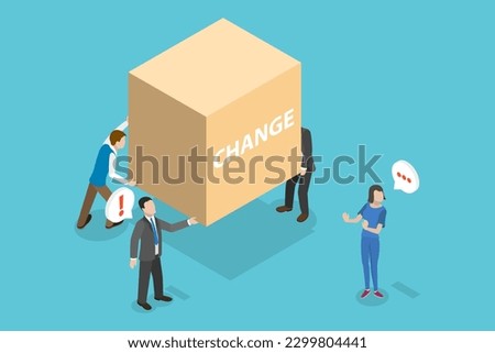 3D Isometric Flat Vector Conceptual Illustration of Status Quo Bias, Rejection of a New Experience