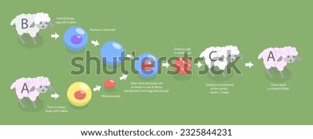3D Isometric Flat Vector Conceptual Illustration of Animal Cloning, Biotechnology Example