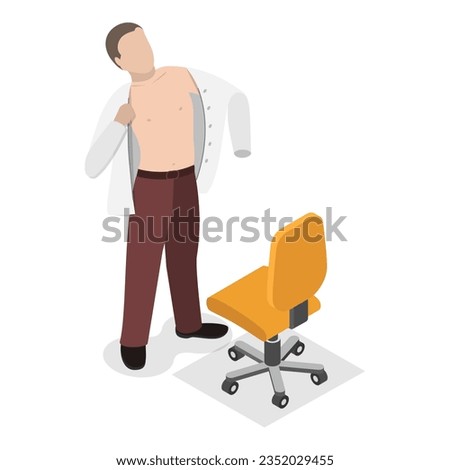 3D Isometric Flat Vector Set of Undressing People, Taking off Clothes. Item 6
