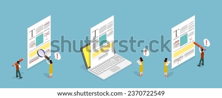 3D Isometric Flat Vector Conceptual Illustration of Proofreading and Copywriting