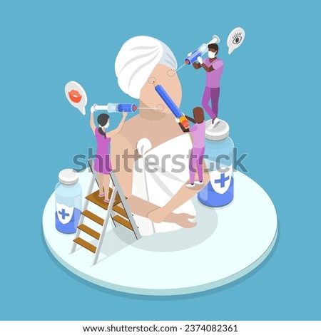 3D Isometric Flat Vector Conceptual Illustration of Botox Injection