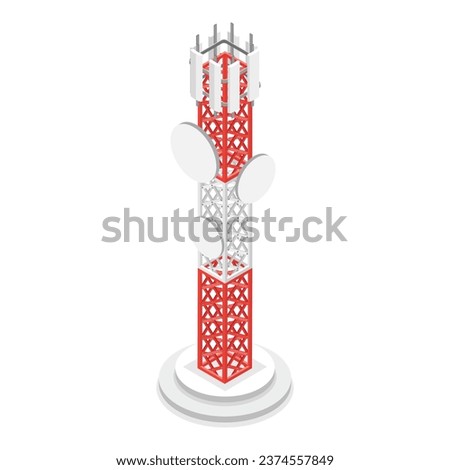 3D Isometric Flat Vector Set of Telecom Towers. Item 1