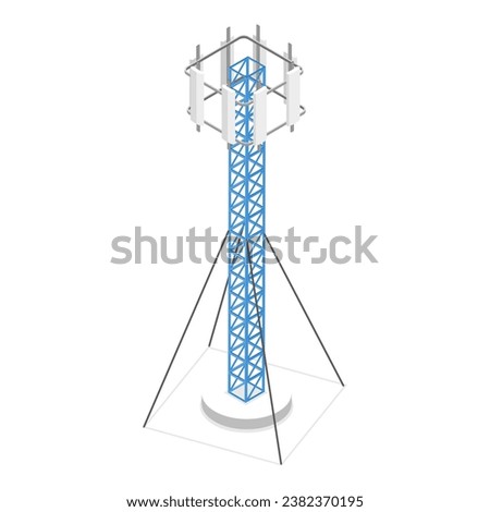 3D Isometric Flat Vector Set of Telecom Towers. Item 4