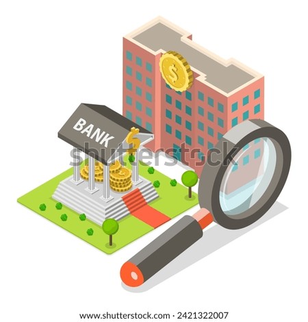 3D Isometric Flat Vector Illustration of Mixed Economy Features, Public and Private Sectors. Item 2