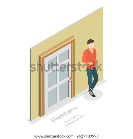 3D Isometric Flat Vector Illustration of Psychological Types, Attachment Styles. Item 2