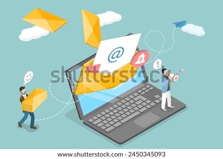 3D Isometric Flat Vector Illustration of Email Marketing Campaign, Subscription, Communication