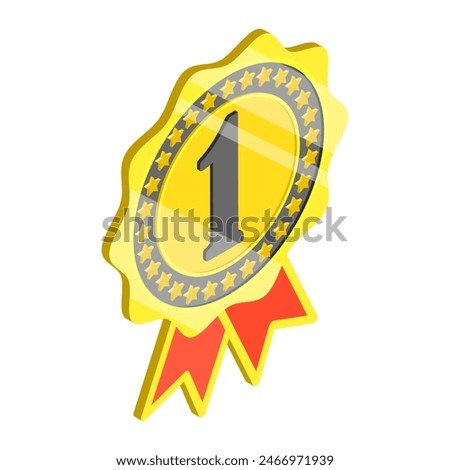 3D Isometric Flat Illustration of Winner Rosette Set, 1st, 2nd and 3rd Medals. Item 3