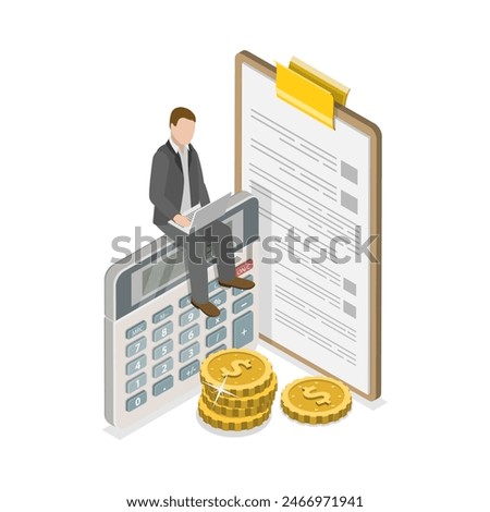 3D Isometric Flat Illustration of Budget And Financial Planning, Performance Management. Item 3