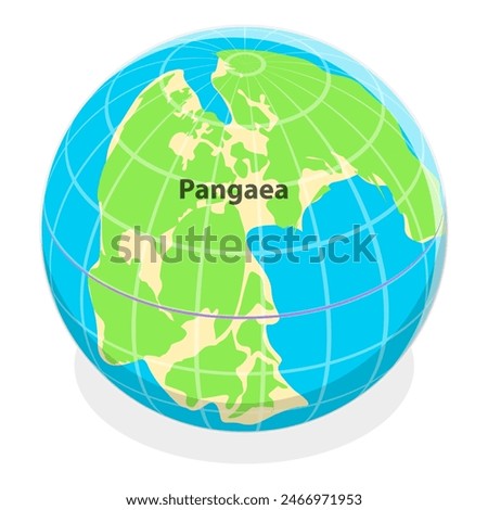 3D Isometric Flat Vector Illustration of Paleozoic And Mesozoic Eras, Continental Drift. Item 4