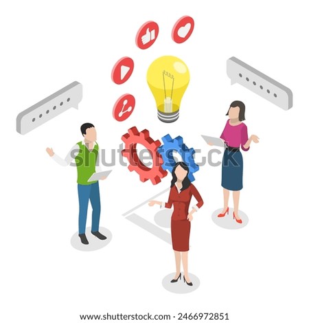 3D Isometric Flat Illustration of Marketing Research Strategies, Customer Relationship Management. Item 1