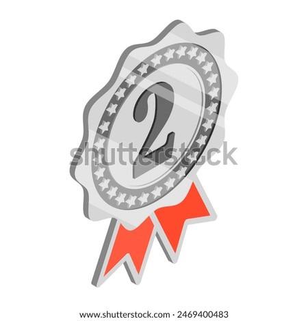 3D Isometric Flat Illustration of Winner Rosette Set, 1st, 2nd and 3rd Medals. Item 2