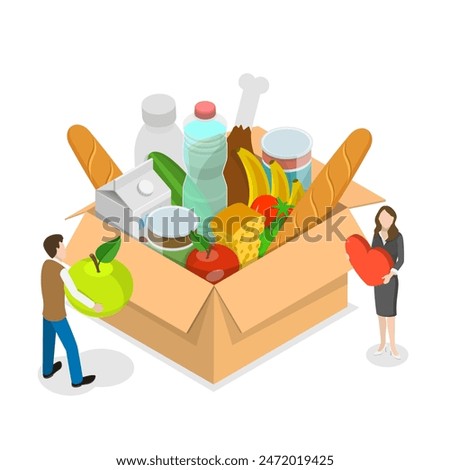 3D Isometric Flat Illustration of Donation and Volunteering, Charity Social Support. Item 3