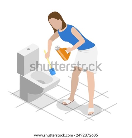 3D Isometric Flat Vector Set of Family Household Activities, Housekeeping. Item 3