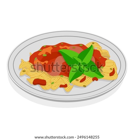 3D Isometric Flat Vector Set of Traditional Italian Cuisine, Mediterranean Food. Item 1