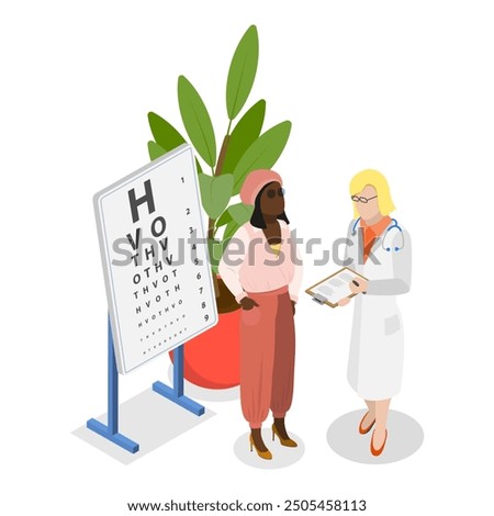 3D Isometric Flat Vector Illustration of LASIK Surgery, Eye Sight Improvement. Item 1