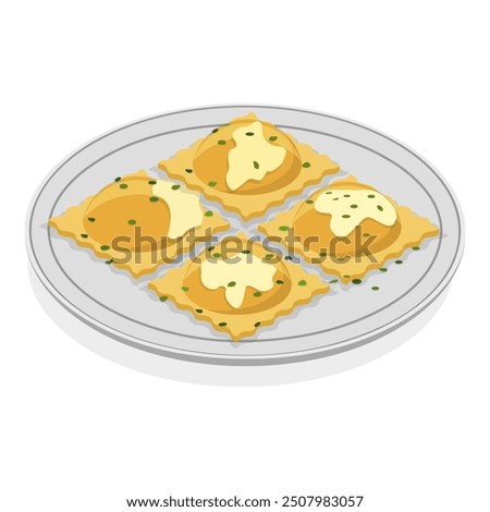 3D Isometric Flat Vector Set of Traditional Italian Cuisine, Mediterranean Food. Item 5