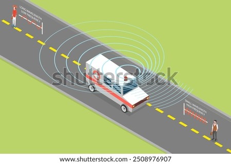 3D Isometric Flat Vector Illustration of Doppler Effect, Sound Source in Motion