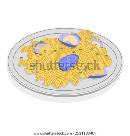 3D Isometric Flat Vector Set of Traditional Italian Cuisine, Mediterranean Food. Item 6