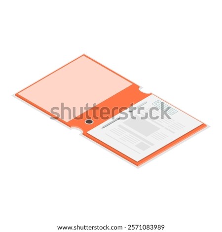 3D Isometric Flat Vector Set of Folders With Files, Business Paperwork. Item 1