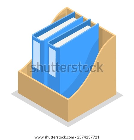 3D Isometric Flat Vector Set of Folders With Files, Business Paperwork. Item 2