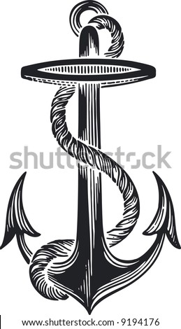 Anchor In Style Of An Ancient Engraving Stock Vector Illustration ...