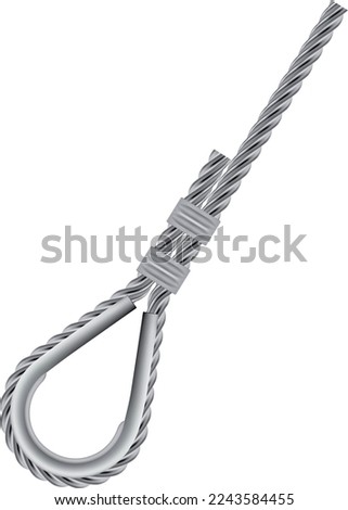 Metal Thimble and steel wire rope. Vector EPS-10