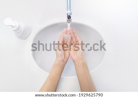 Similar – Image, Stock Photo Woman washing her hands