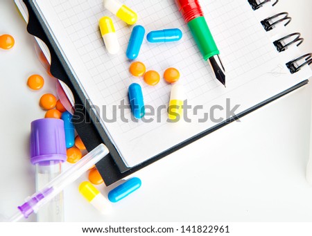 medical records, patient prescriptions,Doctor appoint prescription drugs to patients isolated on white
