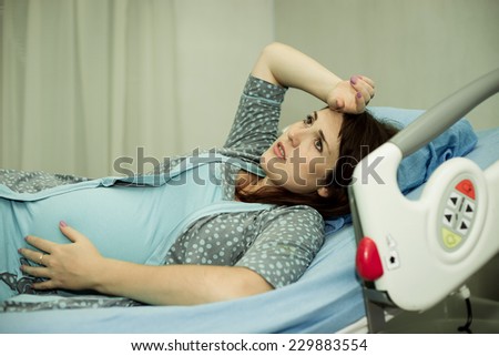 Pregnant woman in childbirth