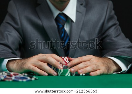 Blackjack Winner,A Solid Businessman, Won In Blackjack Game And Takes All The Chips