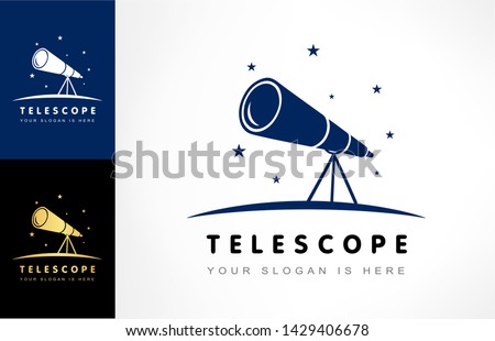 Telescope and star logo vector