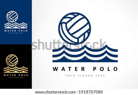 Water polo logo vector. Ball and wave. Sport design.