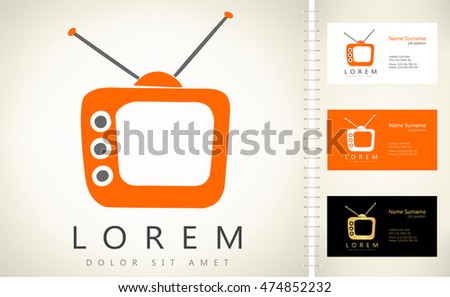 Tv vector with business card template.