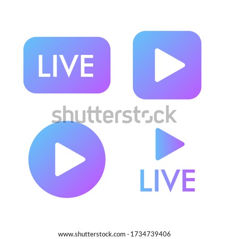 Live stream violet icon on a white background. Blogger streaming online symbol.. Play button icon vector illustration