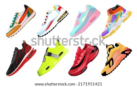 New Fitness sneakers set, fashion shoes for training running shoe. Sport shoes set Foto stock © 