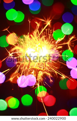 New year Bengal lights in the form of stars on the shine background