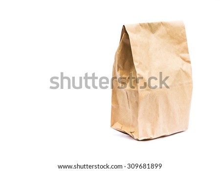 Brown Paper Bag Lunch  on white background.