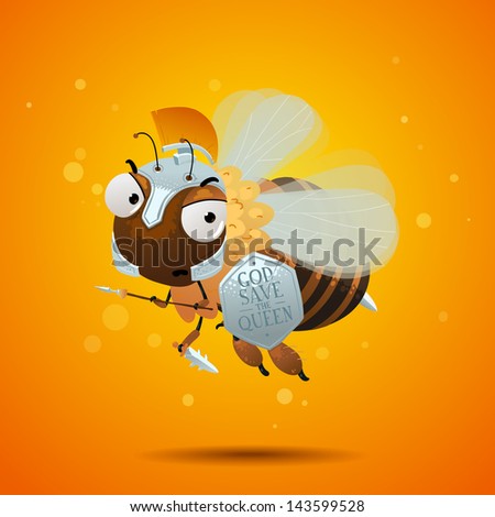 Honey bee guard with spear, dagger and shield